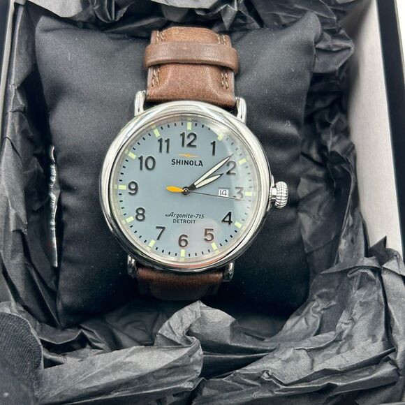 Men's Shinola runwell 47 mm slate blue dial watch NWT - Picture 1 of 8